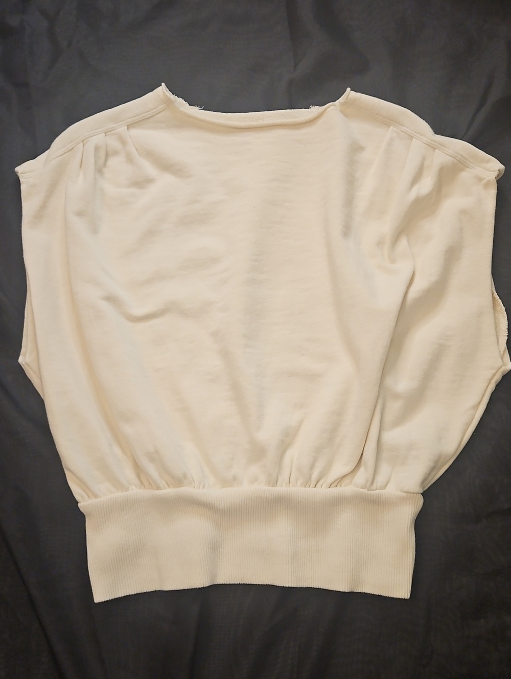 Pilcro Cream Short Sleeve Pullover Sweatshirt